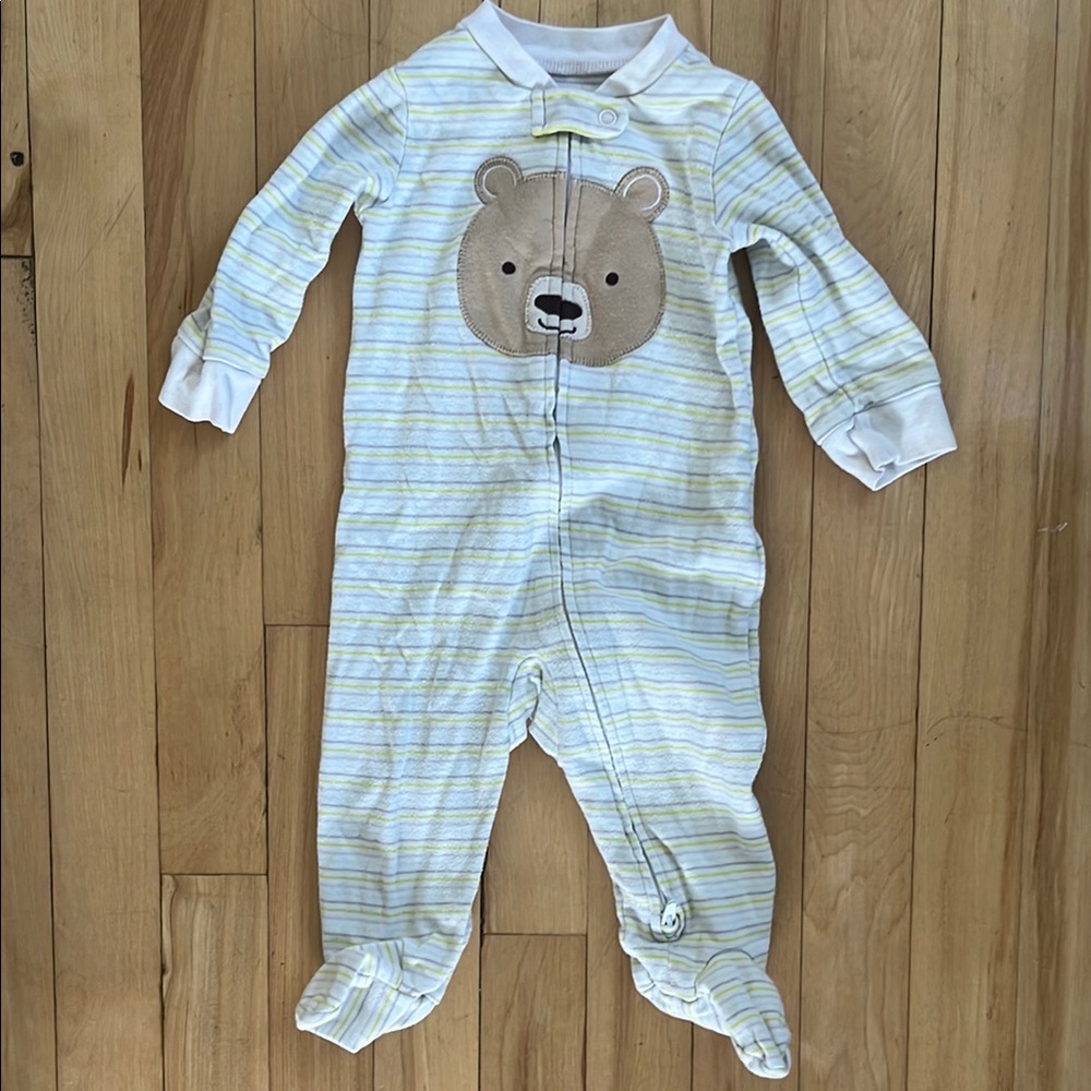 Simple Yellow and White Footie One Piece with Soft Cotton
